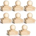 Hosuly 8 Pcs 4 x 4 Inch (Actual 3-5/8") Wood Post Caps with Ball Finial