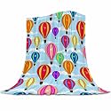 Hot Air Balloon Blanket 50x60 Inches - Flannel Fleece Throw Blankets for Adults - Soft Cartoon Cloud &amp; Balloon Design - Cozy Lightweight Blanket for Couch, Office &amp; Reading Nook - Home Decor Gift