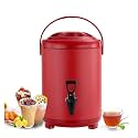 Hot Cold Beverage Dispenser Stainless Steel with Faucet, Portable Handle, 6L/8L/10L/12L Large Capacity - Ideal for Office, Home, Parties, Catering Events