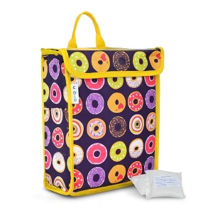 door hanging insulated amp waterproof storage for milk sachets bottles outdoor gate delivery basket box with pocket for notes and news paper donut print large25x13x30 cm