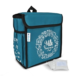 insulated milk bag for door hanging  waterproof daily use storage organizer for milk sachets bottles amp newspapers  outdoor gate delivery basket 23cmx13cmx23cmsea green