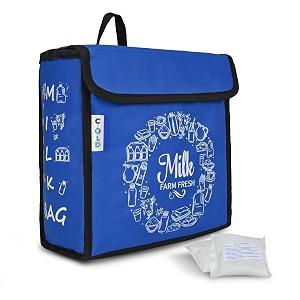 door hanging insulated amp waterproof storage for milk sachets bottles outdoor gate delivery basket box with pocket for notes and news paper royal blue medium25x13x25 cm