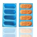 Hot Dog Bun Pan - 2 Pack 4 Cavity Silicone Molds, Non-stick French Bread Pan, Baguette Baking Tray for Sandwich Bun Rolls