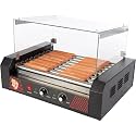 Hot Dog Roller Machine with Cover – 1170W Stainless-Steel Cooker with 9 Rollers – 24 Hotdog Capacity Electric Grill by Great Northern Popcorn