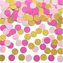 MOWO Hot Pink Gold and Pink Confetti Table Decoration, 1.2'', 200pc