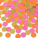 MOWO Hot Pink Orange and Gold Confetti Table Decoration, 1.2'', 200pc