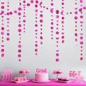 Hot Pink Party Decorations Circle Dots Garland Metallic Rose Pink Hanging Paper Polka Dots Streamer for Bachelorette Birthday Engagement Wedding Bridal Shower Anniversary Party Supplies