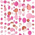 Hot Pink Rose Gold Party Decorations Circle Dots Garland Hanging Polka Dot Streamer for Girls Birthday Bachelorette Wedding Bridal Shower Anniversary Hen Party Supplies