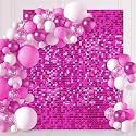 Hot Pink Shimmer Wall Backdrop Panels - 6ftx4ft Square Sequin Backdrop Party Shimmer Background for Birthday Anniversary Wedding Graduation Bachelorette Disco Decoration