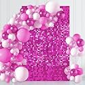 Hot Pink Shimmer Wall Backdrop Panels 3ftx4ft Square Sequin Party Backdrop for Birthday Baby Shower Anniversary Graduation Bachelorette Decoration