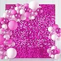 Hot Pink Shimmer Wall Backdrop Shimmer Wall Panels 6ftx6ft Square Sequin Backdrop for Birthday Anniversary Wedding Graduation Bachelorette Party Decoration