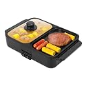 Hot Pot with Grill,1200W Electric Hot Pot and Frying Pan,2 in 1 Non-Stick Pot with Grill,Dual Temperature Control,with Clear Lid, Fast Heating for BBQ Steaks Noodles 110V (Black)