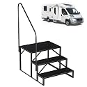 Hot Tub Steps with Handrail｜3 Step RV Steps｜Update 3.0 Outdoor RV Stair with Anti-Slip Pedals｜RV Ladders for Travel Trailers｜Heavy Duty Mobile Home Steps for Camper, Porch, Spa