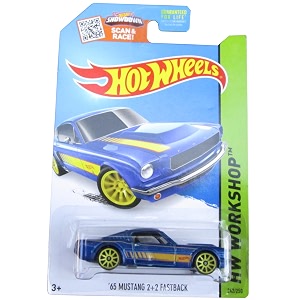 hot wheels 2015 hw workshop 65 mustang 2  2 fastback blue die cast vehicle 242250 164 scale