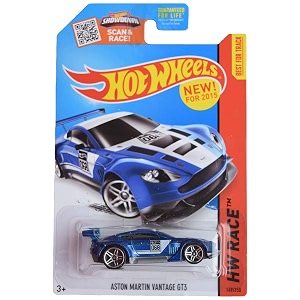 hot wheels aston martin vantage gt3 blue die cast car