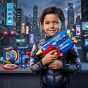 Hot Wheels Blaster Gun Toy for Kids - Soft Bullet Foam Blaster with 10 Darts, Target Board &amp; Safety Glasses - Indoor Action Shooting Game Toy|Birthday Gift for Boys &amp; Girls Age 4+ (Blue)