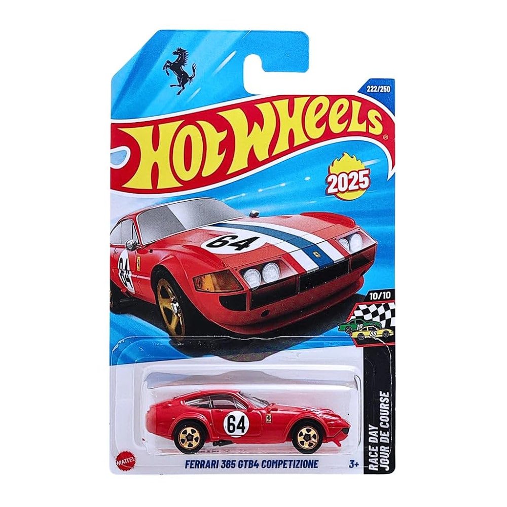 Hot Wheels Ferrari 365 GTB4 Competizione Rouge - Édition Raceday, échelle 1:64, Diecast, Neuve