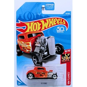 hot wheels plastic 2018 50th anniversary hw flames 3932 ford 129365 pack of 1 orange