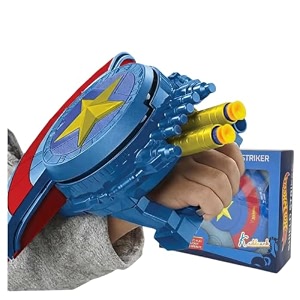 hot wheels shield striker dart blaster toy - includes 10 eva soft foam darts - safe pull-back action gun for engaging amp interactive play  birthday gift for kids 6 years multicolor