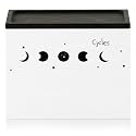 HOTCAN Discreet Wooden Tampon Holder for Bathroom with Built-In Vanity Lid | Feminine Pads Dispenser Organizer for Bathroom Countertop | Compact and Elegant Design | Multiple Mounting Options (Moon)