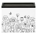 HOTCAN Discreet Wooden Tampon Holder for Bathroom with Built-In Vanity Lid | Feminine Pads Dispenser Organizer for Bathroom Countertop | Compact and Elegant Design | Multiple Mounting Options (Floral)