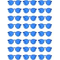 Hoteam 24 Pairs Rimless Round Sunglasses Bulk Tinted Party Sunglasses Transparent Candy Color Eyewear for Party