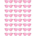 Hoteam 24 Pairs Rimless Round Sunglasses Bulk Tinted Party Sunglasses Transparent Candy Color Eyewear for Party