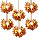 Hoteam 6 Pcs Fall Mini Wreath Thanksgiving Sunflower Cabinet Wreaths