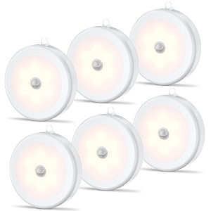 hoteon motion sensor light battery powered led sensor light with onautooff switch cordless stick-on magnet wall light for stairs hallway kitchen cabinet closet night light warm6 pack