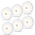 Hoteon Motion Sensor Light, Battery Powered LED Sensor Light with On/Auto/Off Switch, Cordless Stick-on Magnet Wall Light for Stairs, Hallway, Kitchen, Cabinet, Closet Night Light, Warm(6 Pack)