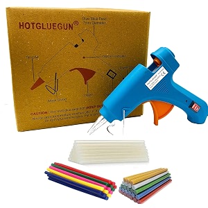 hotgluegun 20w 7 mm on and off switch hot glue gun and led indicator- 3 transparent  3 colored  3 glitter sticks
