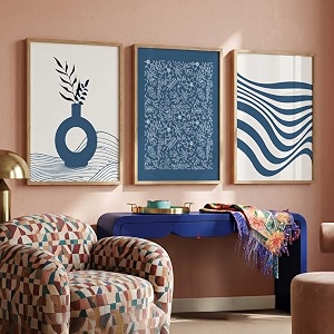 hothouse boho painting home decorative wall art poster with frame for living room hotel wall decor digital reprint set of 3 25x37 inch