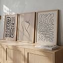 HOTHOUSE Decorative Modern Wall Art Print With Frame Abstract Paintings For Living Room Bed Room Hotel Wall Decor Digital Reprint Set of 3 (20X30 inch)