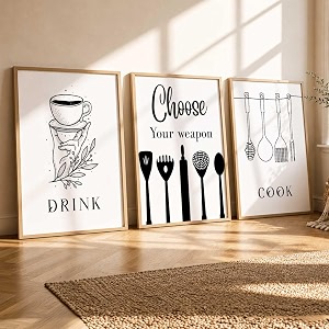 hothouse kitchen wall art poster with frame for living room bed room hotel wall decor digital reprint engineered wood set of 3 25x37 inch