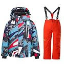 HOTIAN Boys 2 Piece Ski Jacket Snow Jacket Pants Suits Windproof Waterproof Winter Coats
