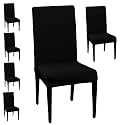 HOTKEI Chair Cover Set of 6 Airforce Blue 200 GSM Dining Table Chair Seat Cover Covers 6 Seater for Dining Table Chair Stretchable Removable Washable Polyester Spandex