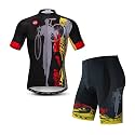 Hotlion Men's Cycling Jersey Sets Gel Pad Summer Bike Clothing Suit Breathable Bike Clothes with 3 Rear Pockets