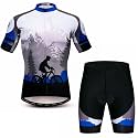 Hotlion Men's Cycling Jersey Sets Gel Pad Summer Bike Clothing Suit Breathable Bike Clothes with 3 Rear Pockets