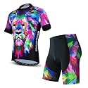 Hotlion Men's Cycling Jersey Sets Gel Pad Summer Bike Clothing Suit Breathable Bike Clothes with 3 Rear Pockets