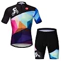 Hotlion Men's Cycling Jersey Sets Gel Pad Summer Bike Clothing Suit Breathable Bike Clothes with 3 Rear Pockets
