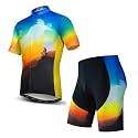 Hotlion Men's Cycling Jersey Sets Gel Pad Summer Bike Clothing Suit Breathable Bike Clothes with 3 Rear Pockets