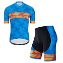 Hotlion Men's Cycling Jersey Sets Gel Pad Summer Bike Clothing Suit Breathable Bike Clothes with 3 Rear Pockets