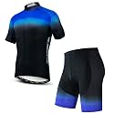 Hotlion Men's Cycling Jersey Sets Gel Pad Summer Bike Clothing Suit Breathable Bike Clothes with 3 Rear Pockets