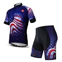 Hotlion Men's Cycling Jersey Sets Gel Pad Summer Bike Clothing Suit Breathable Bike Clothes with 3 Rear Pockets