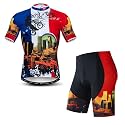 Hotlion Men's Cycling Jersey Sets Gel Pad Summer Bike Clothing Suit Breathable Bike Clothes with 3 Rear Pockets