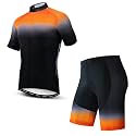 Hotlion Men's Cycling Jersey Sets Gel Pad Summer Bike Clothing Suit Breathable Bike Clothes with 3 Rear Pockets