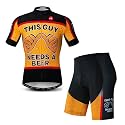 Hotlion Men's Cycling Jersey Sets Gel Pad Summer Bike Clothing Suit Breathable Bike Clothes with 3 Rear Pockets