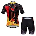Hotlion Men's Cycling Jersey Sets Gel Pad Summer Bike Clothing Suit Breathable Bike Clothes with 3 Rear Pockets