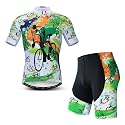 Hotlion Men's Cycling Jersey Sets Gel Pad Summer Bike Clothing Suit Breathable Bike Clothes with 3 Rear Pockets
