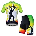 Hotlion Men's Cycling Jersey Sets Gel Pad Summer Bike Clothing Suit Breathable Bike Clothes with 3 Rear Pockets